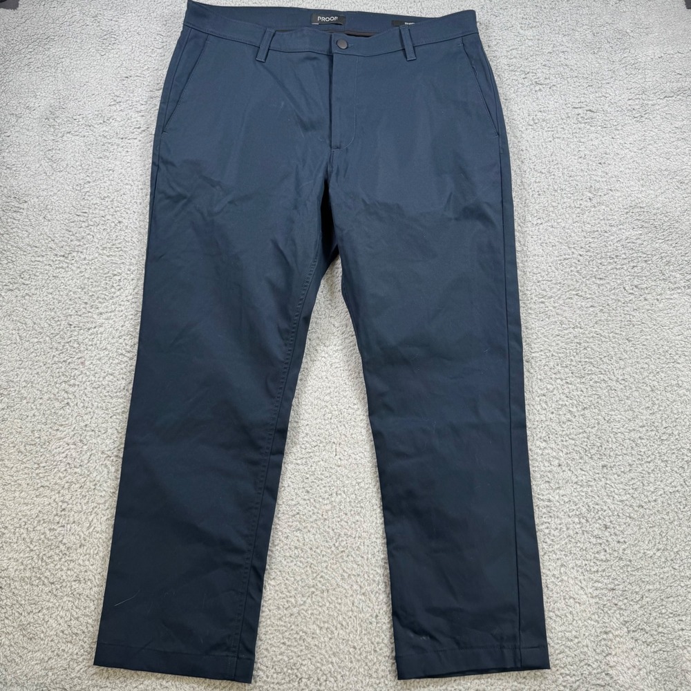 PROOF Straight Fit Mens Navy Blue Polyester Blend Casual Pants‎ Size 36x27